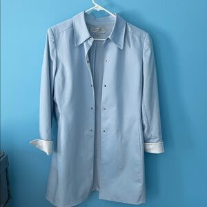 Tahari Women’s eggshell blue Button front cotton trench coat